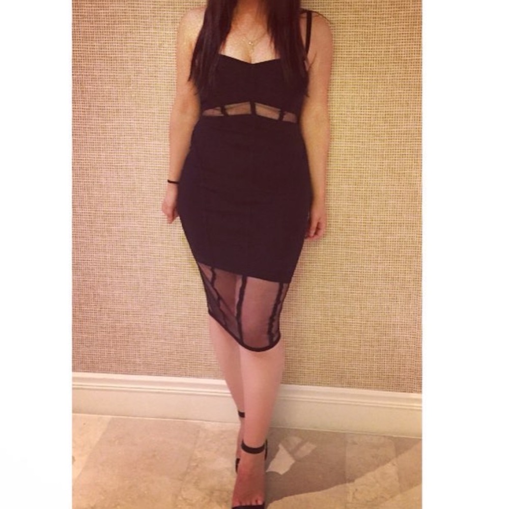 Black Sheer Panel Dress
